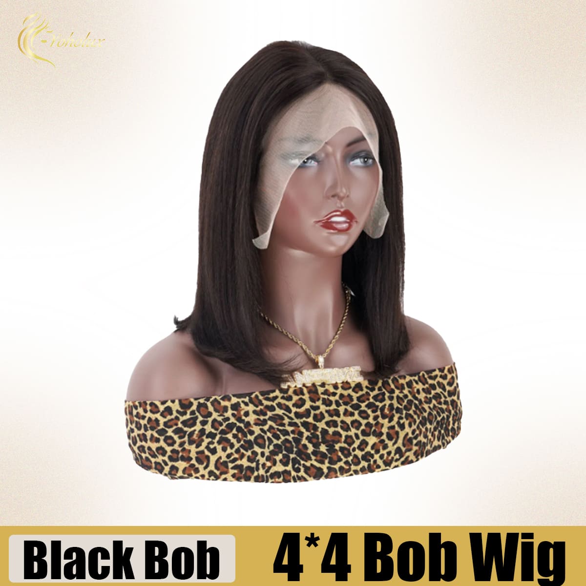 Yoholus Black Bob Wig with 13*6 Transparent Lace Frontal