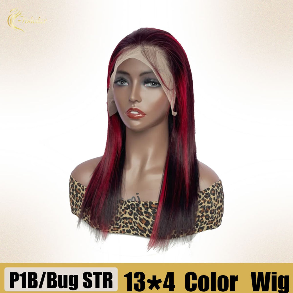 Yoholus P1b/Bug Straight Wig with 13*4 Transparent Lace Frontal