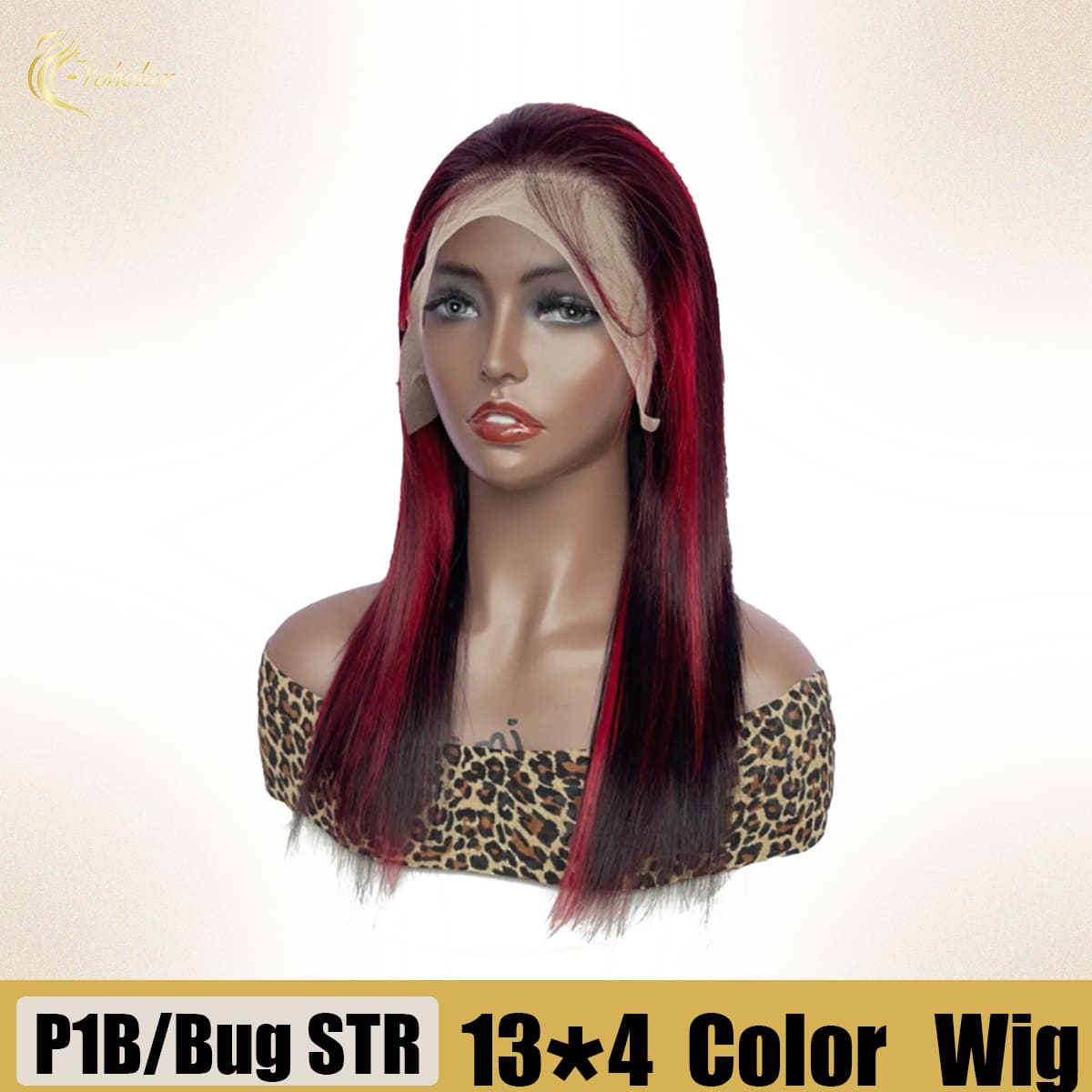 Yoholus P1b/Bug Straight Wig with 13*4 Transparent Lace Frontal