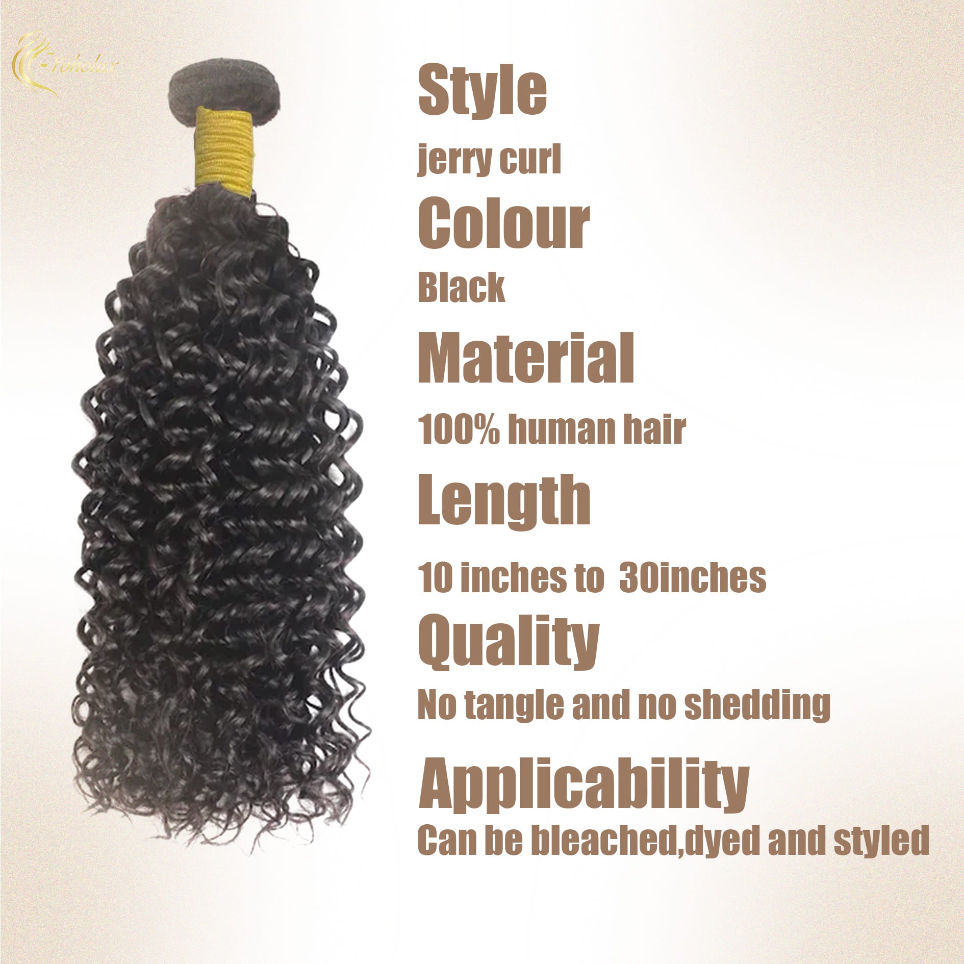 Yoholus Jerry Curl Hair Bundle 100% Human Hair