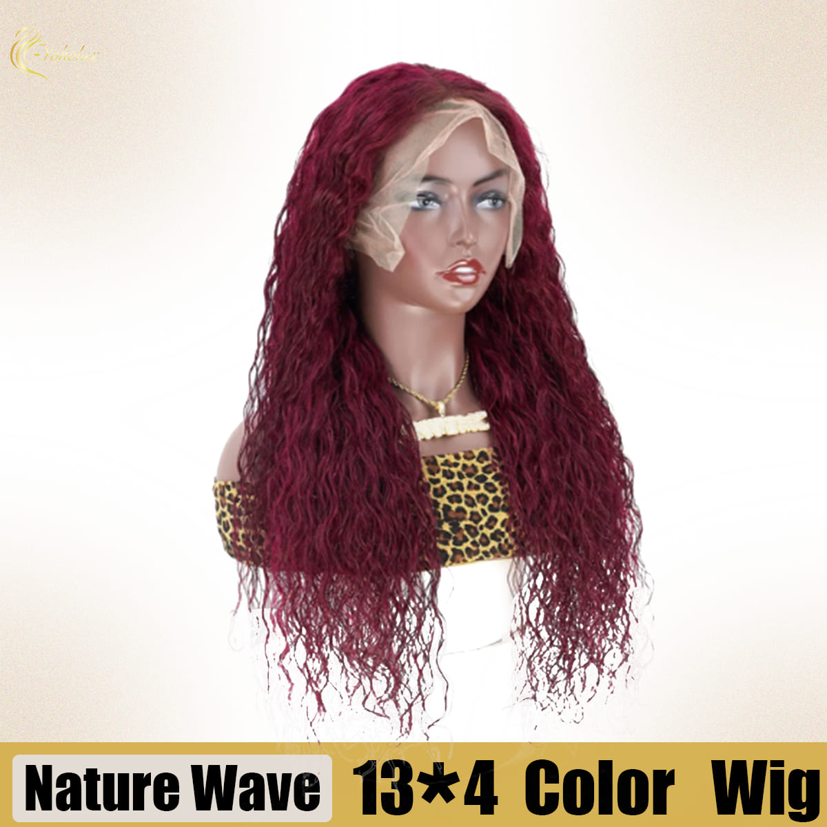 Yoholus Red Deep Wave Wig with 13*4 Transparent Lace Frontal