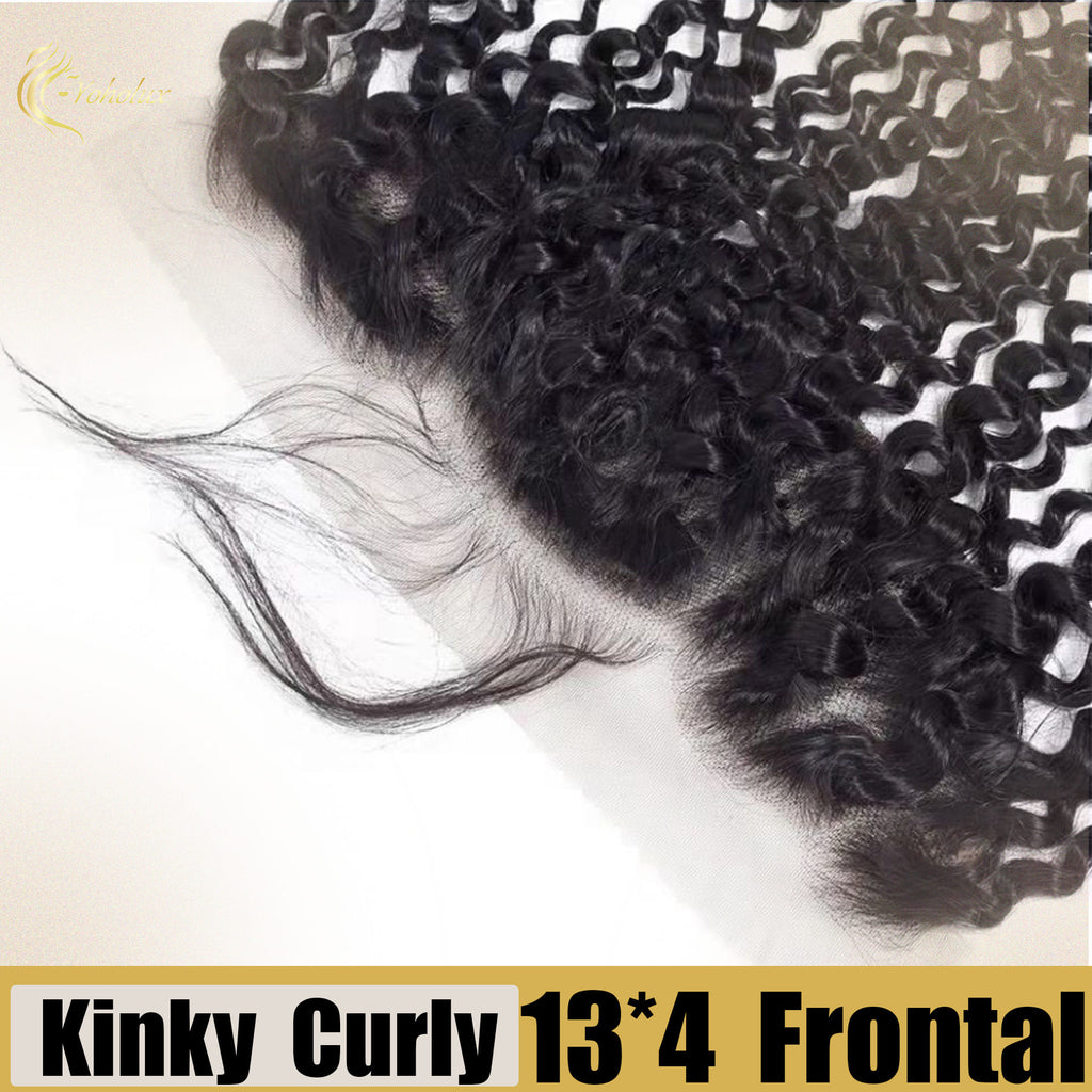 Yoholus 13*4 Transparent Lace Frontal Kinky Curl Human Hair