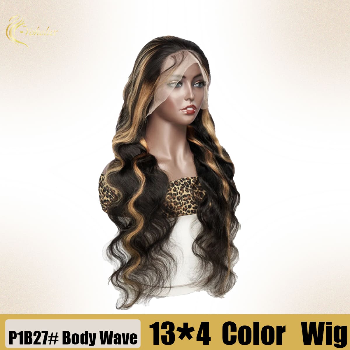 Yoholus P1b27# Body Wave Wig with 13*4 Transparent Lace Frontal