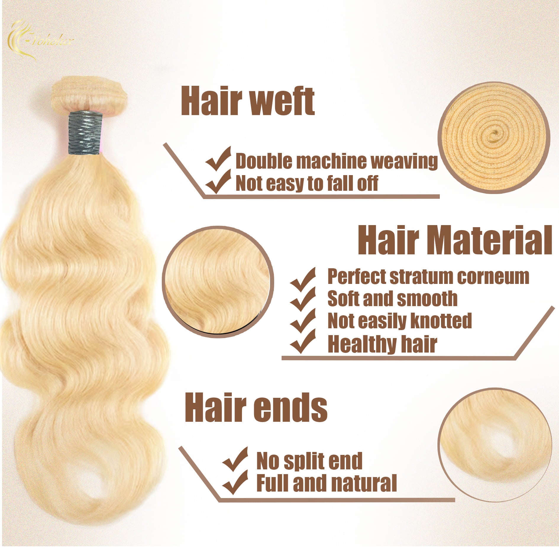 Yoholus 613 Body Wave Hair Bundle 100% Human Hair