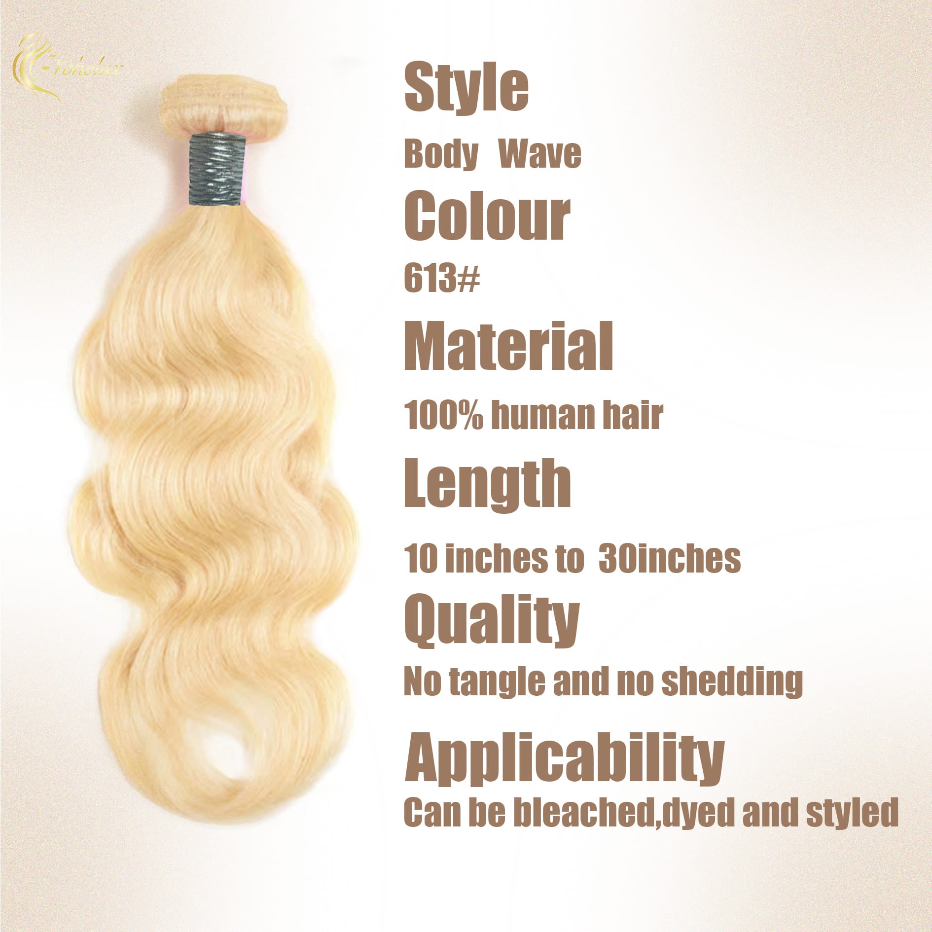 Yoholus 613 Body Wave Hair Bundle 100% Human Hair