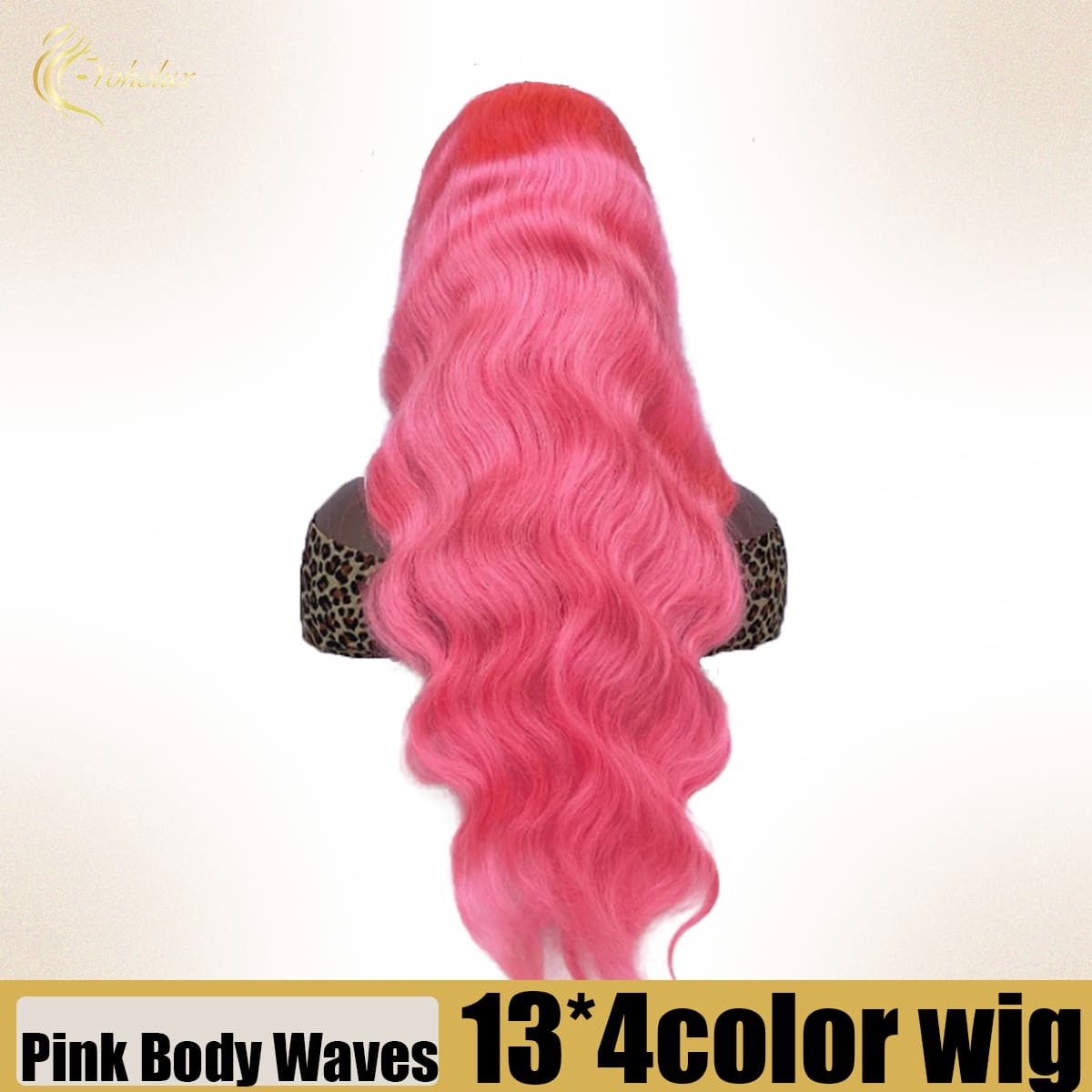 Yoholus Pink Body Wave Wig with 13*4 Transparent Lace Frontal