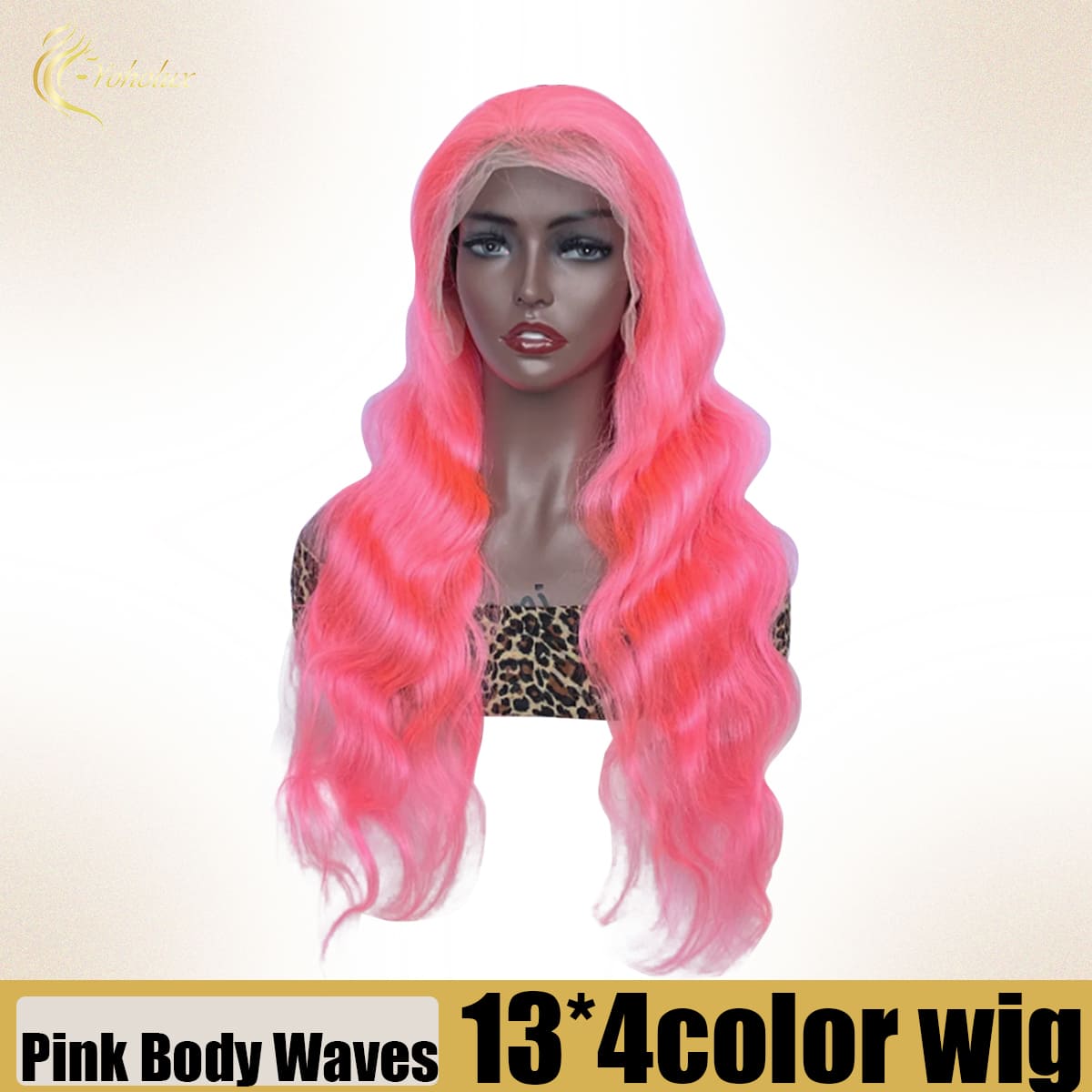 Yoholus Pink Body Wave Wig with 13*4 Transparent Lace Frontal