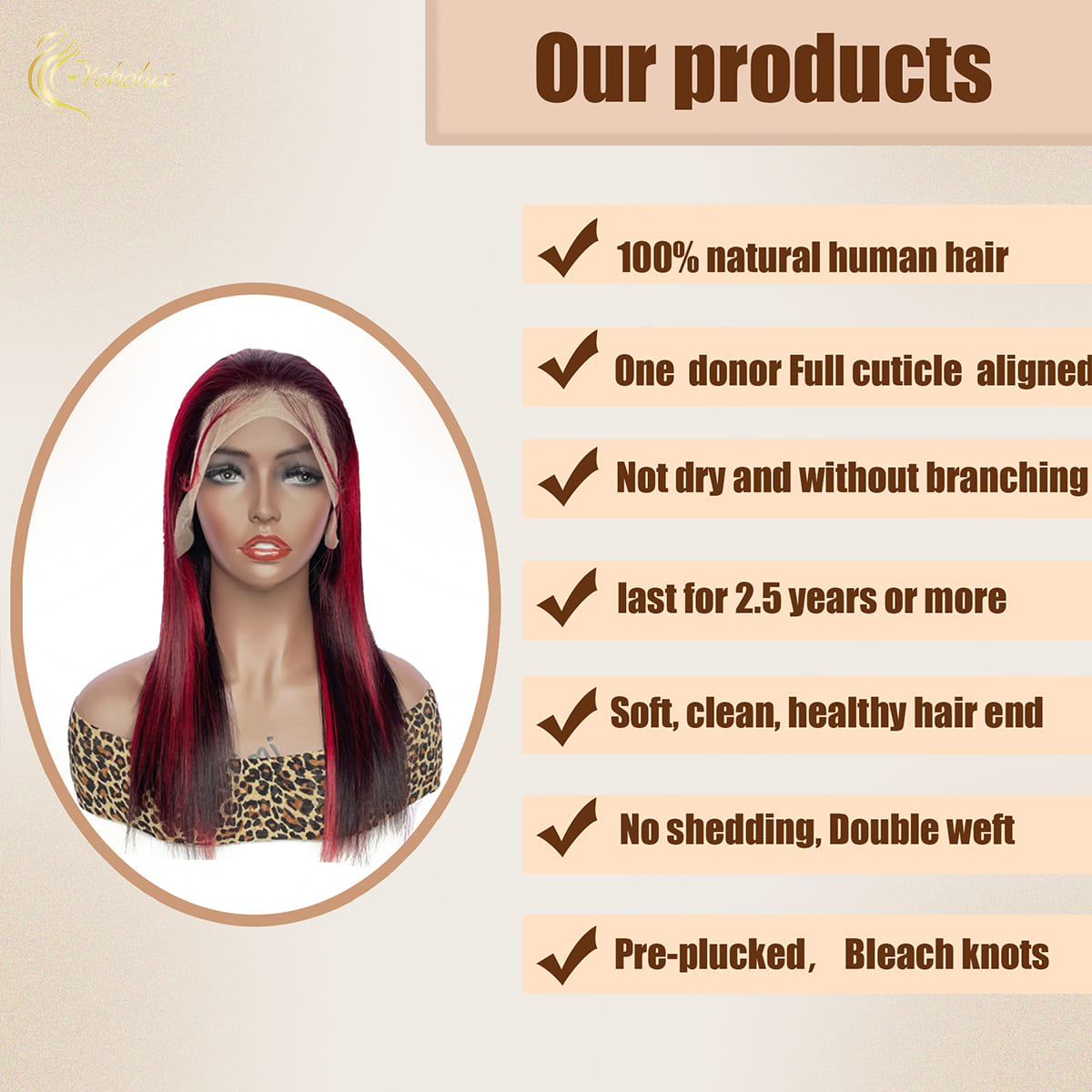 Yoholus P1b/Bug Straight Wig with 13*4 Transparent Lace Frontal