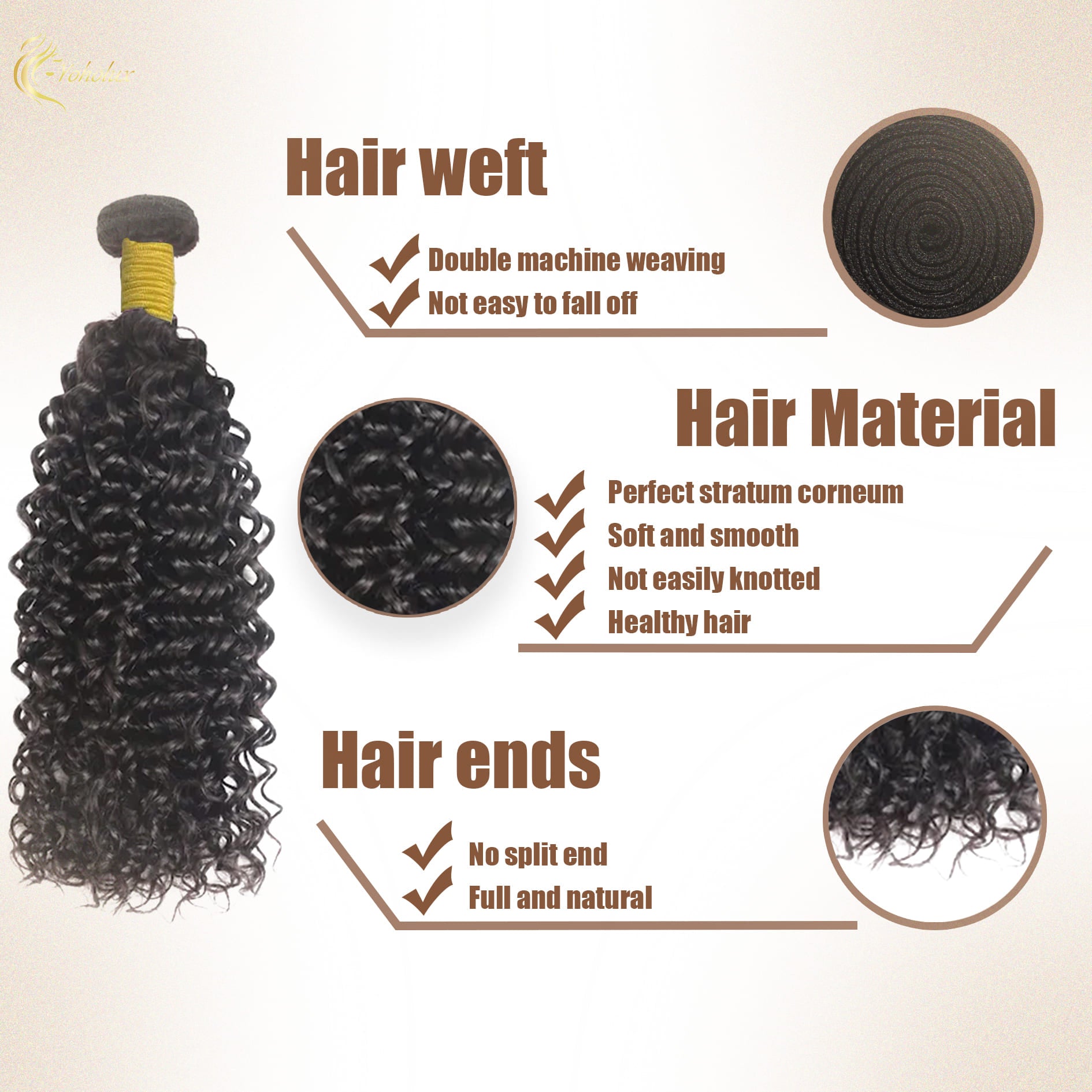 Yoholus Jerry Curl Hair Bundle 100% Human Hair