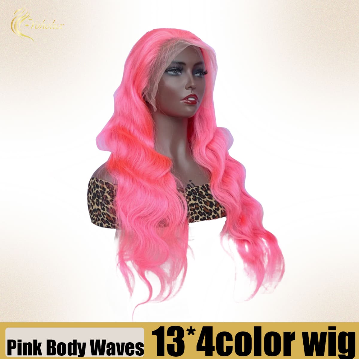 Yoholus Pink Body Wave Wig with 13*4 Transparent Lace Frontal