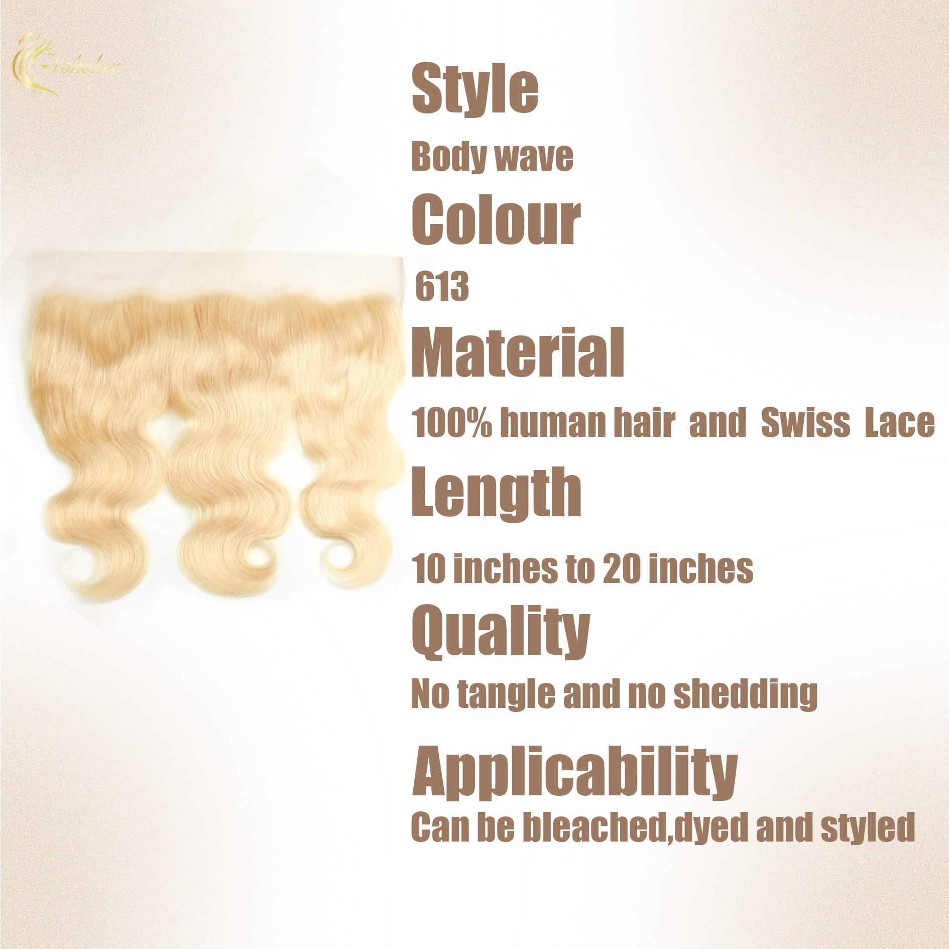 Yoholus Body Wave 13*4 Lace Frontal 100% Human Hair
