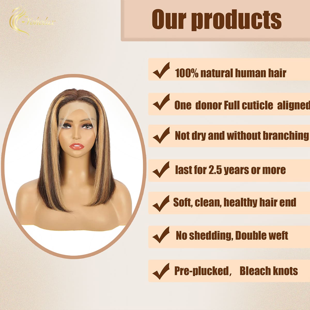Yoholus P4-27 Bob Wig with 13*6 Transparent Lace Frontal