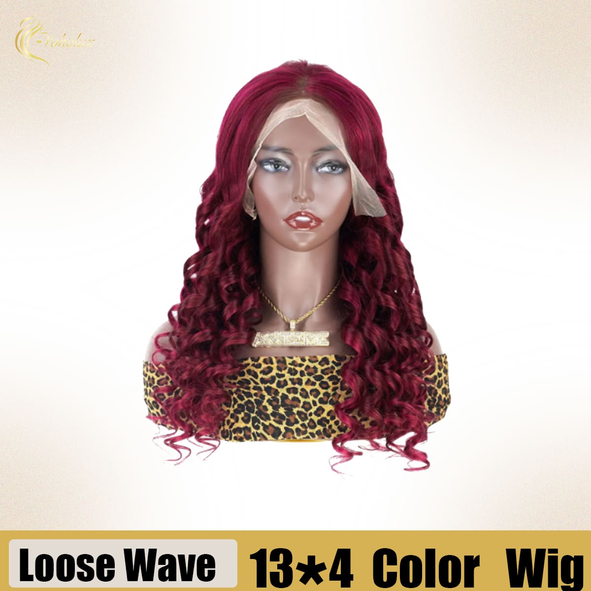 Yoholus 99j Loose Wave Wig with 13*4 Transparent Lace Frontal
