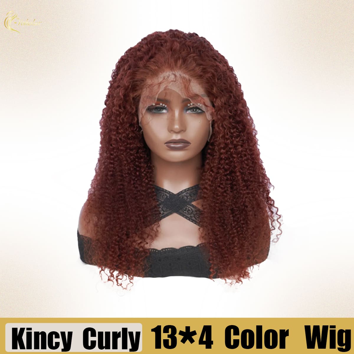 Yoholus Red Kincy Curly Wig with 13*4 Transparent Lace Frontal