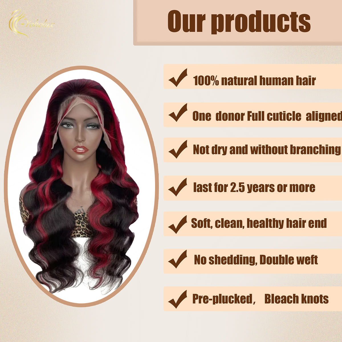 Yoholus P1b/Bug Body Wave Wig with 13*4 Transparent Lace Frontal