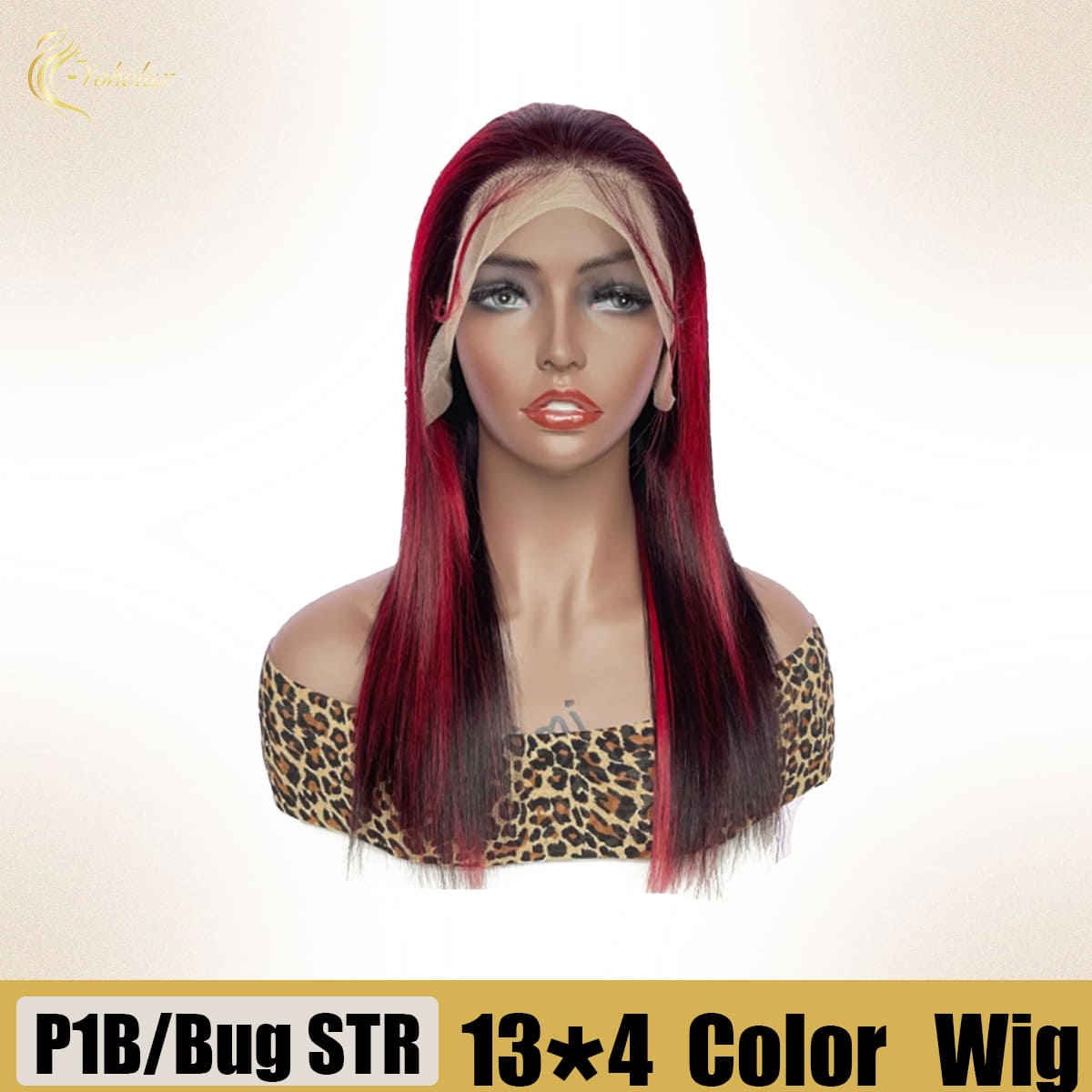 Yoholus P1b/Bug Straight Wig with 13*4 Transparent Lace Frontal