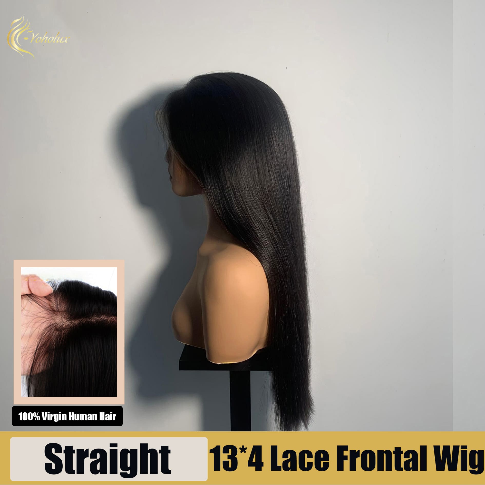 Yoholus 13*4 Lace Frontal Wig Straight Human Hair