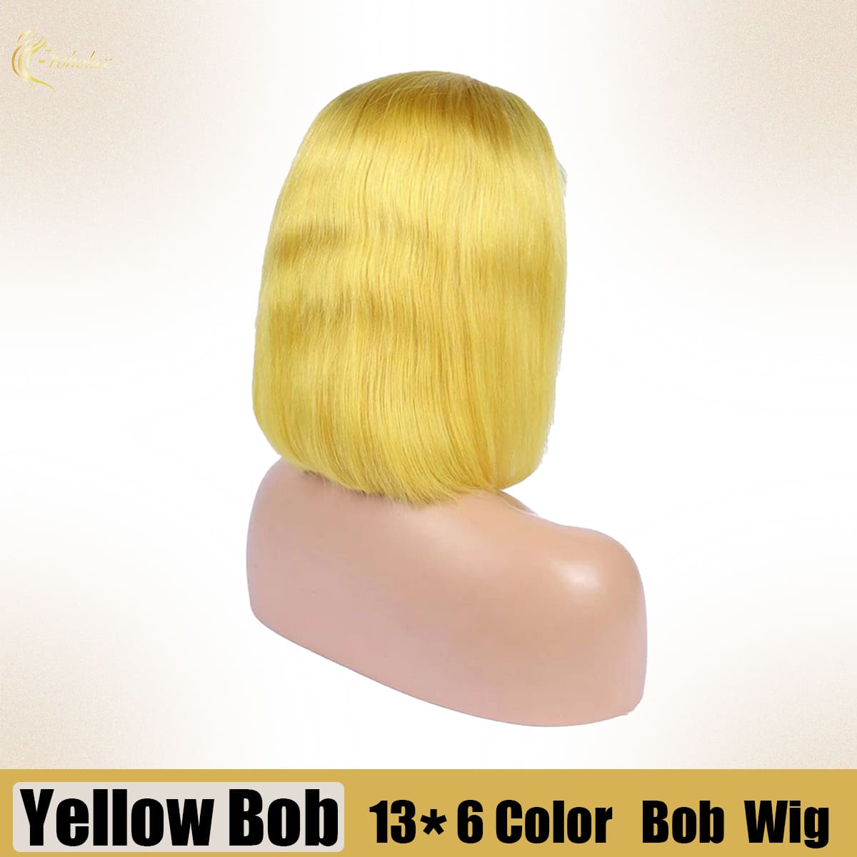 Yoholus Straight Yellow Bob Wig with 13*6 Transparent Lace