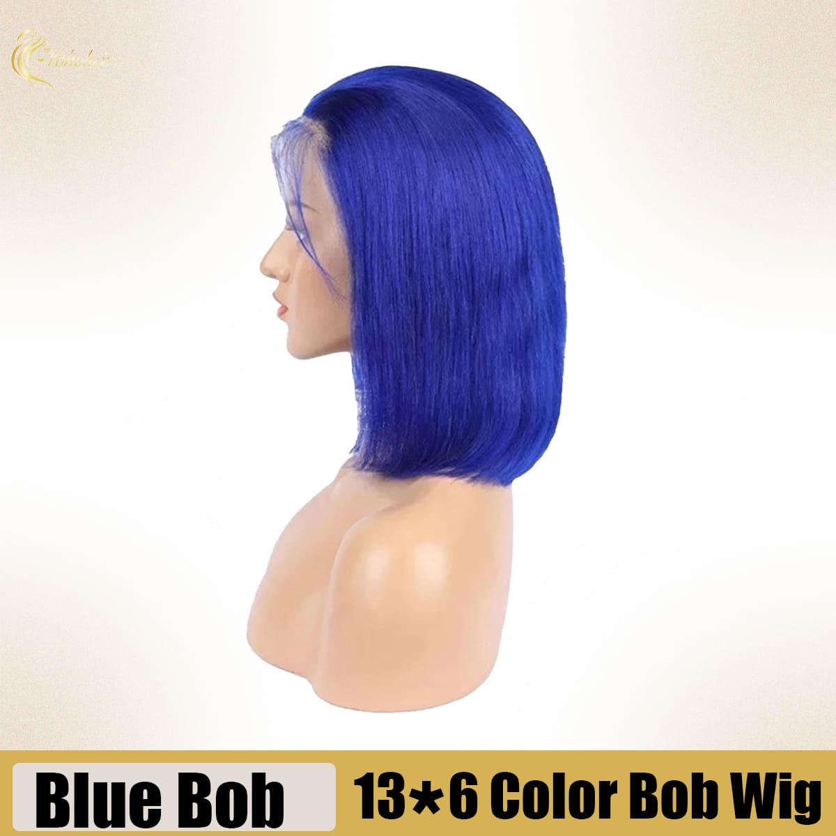 Yoholus Dark Blue Bob Wig with 13*6 Transparent Lace