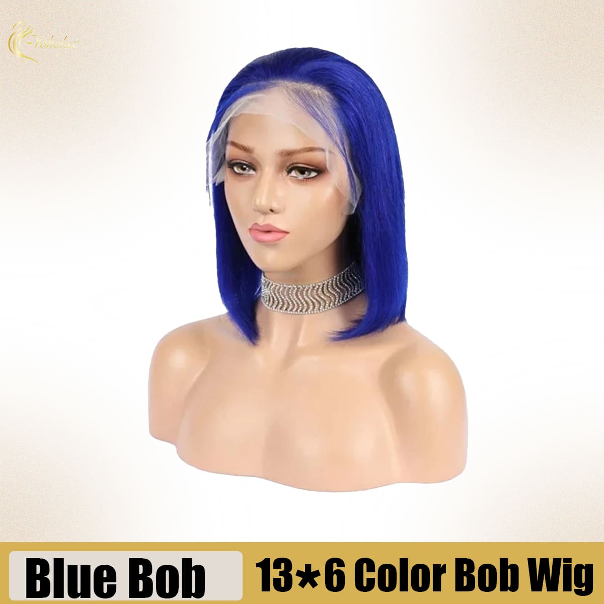Yoholus Dark Blue Bob Wig with 13*6 Transparent Lace