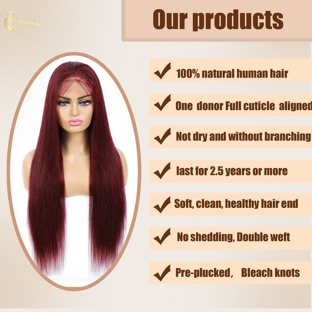 Yoholus 99J Straight Wig with 13*4 Transparent Lace Frontal