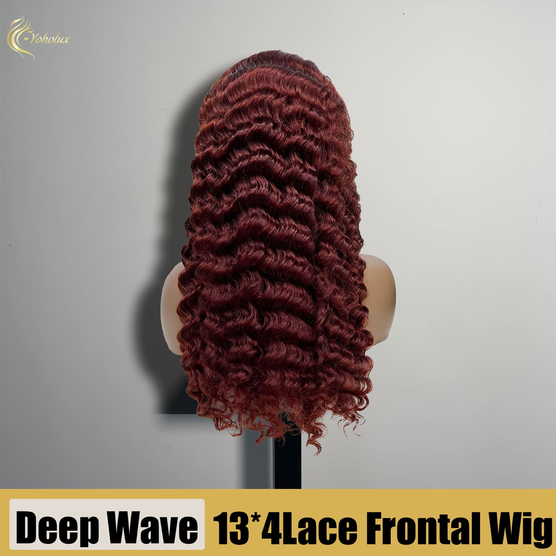 Yoholus 13*4 Lace Frontal Wig Red Deep Wave Human Hair