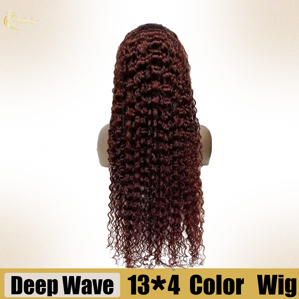Yoholus Red Deep Wave Wig with 13*4 Transparent Lace Frontal