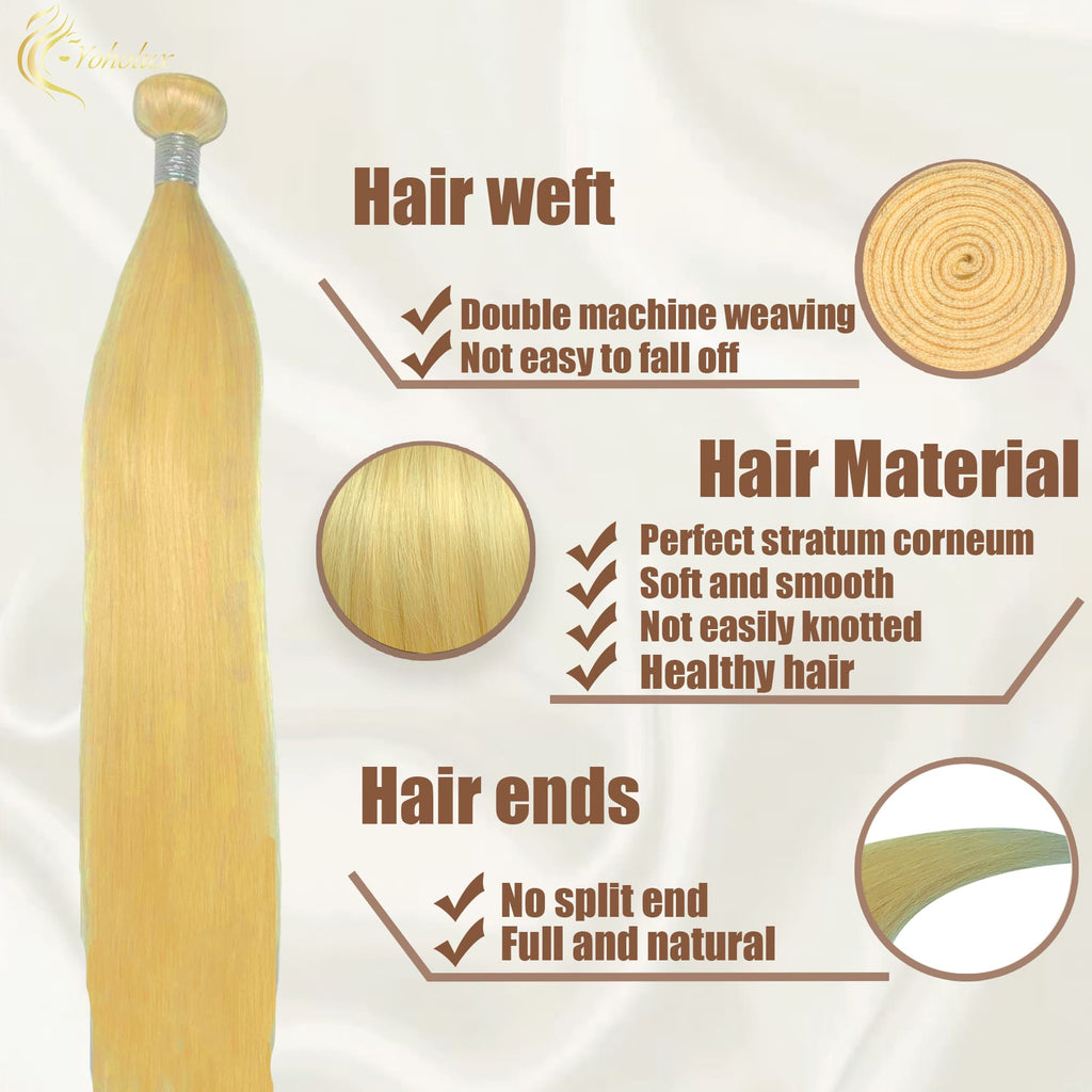 Yoholus 613 (Blonde) Straight 100% Human Hair Bundle