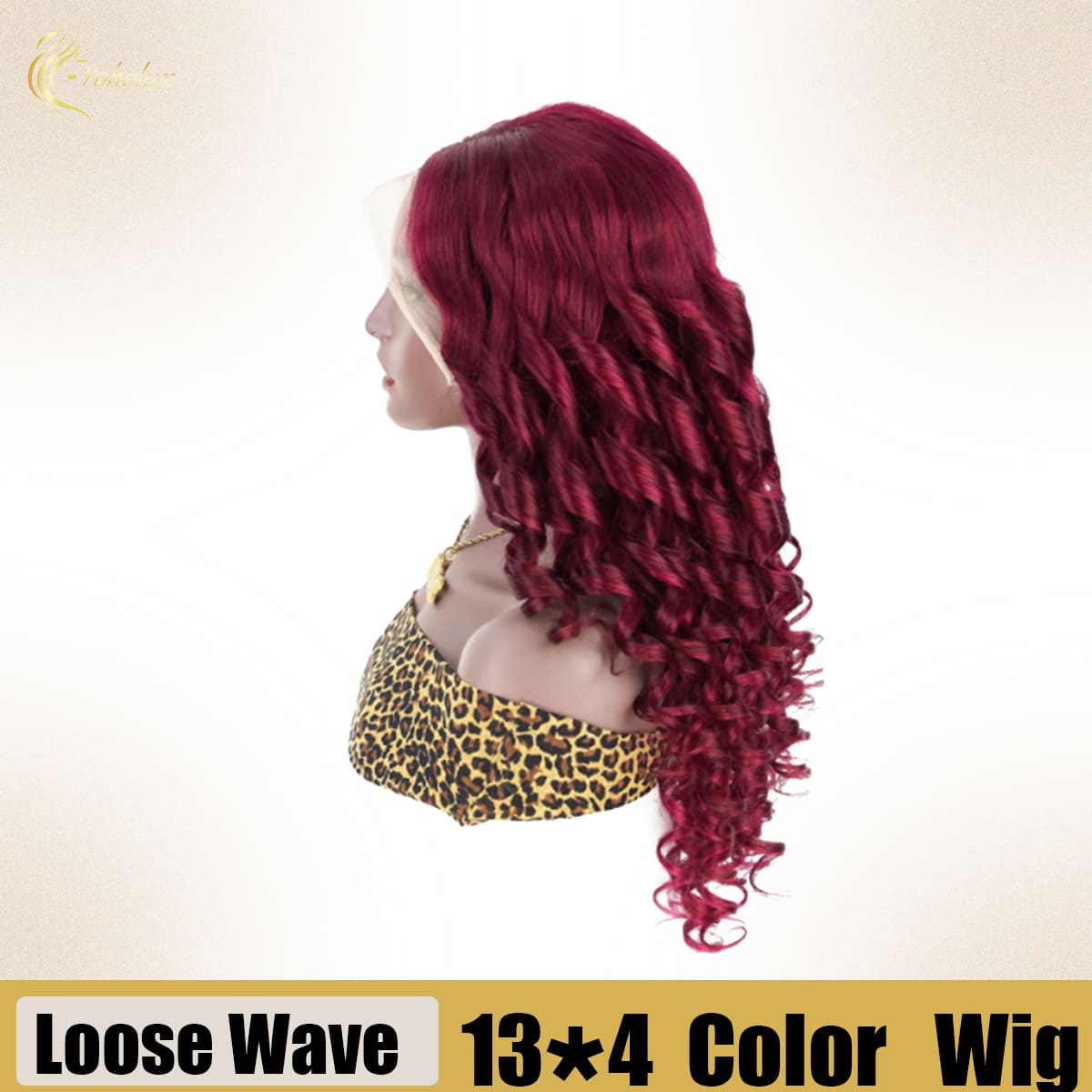 Yoholus 99j Loose Wave Wig with 13*4 Transparent Lace Frontal