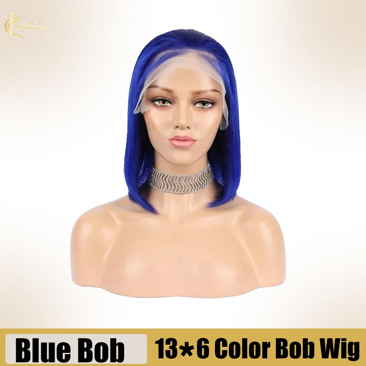 Yoholus Dark Blue Bob Wig with 13*6 Transparent Lace
