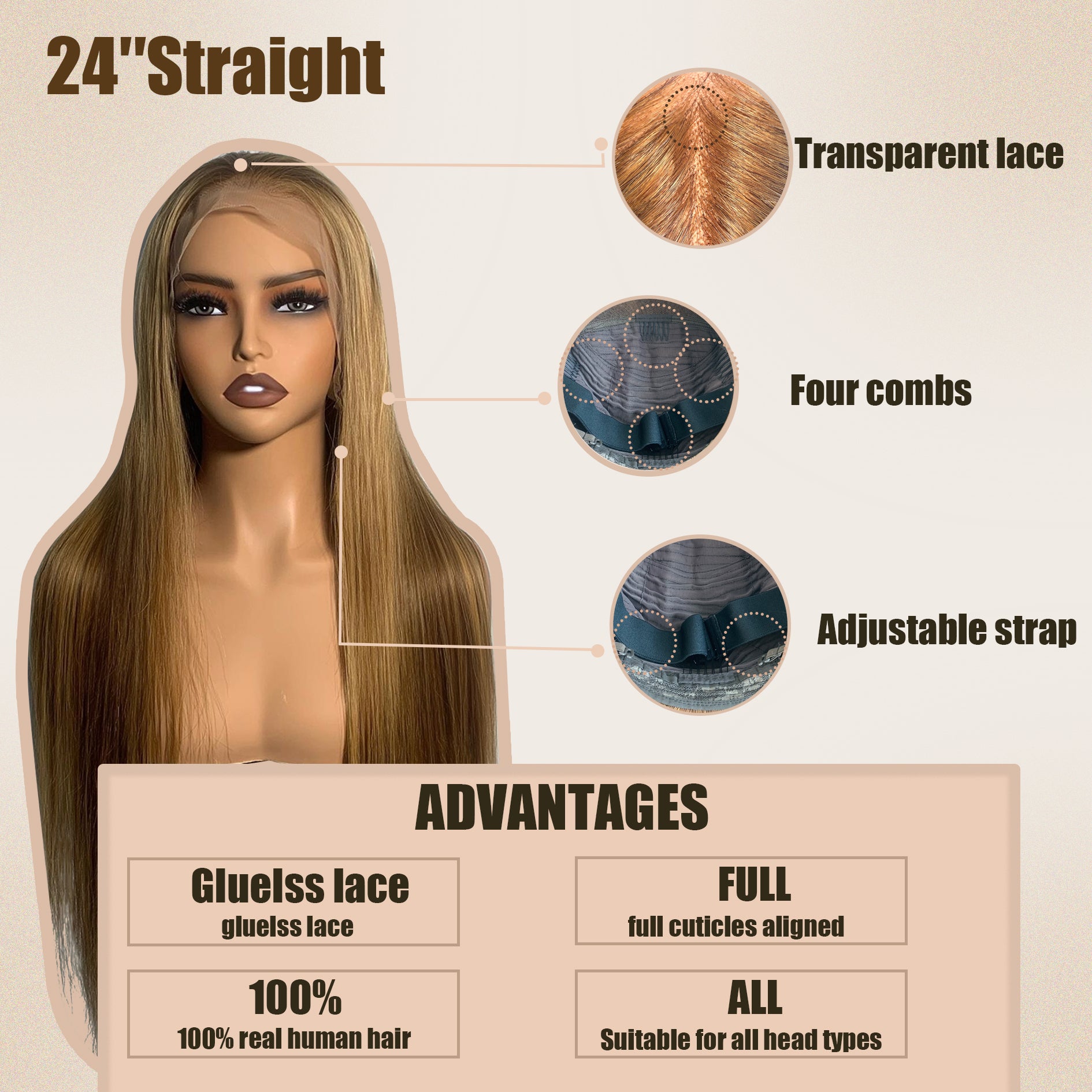 Yoholux Human Hair Wig 13*4 Lace Frontal Straight Wig