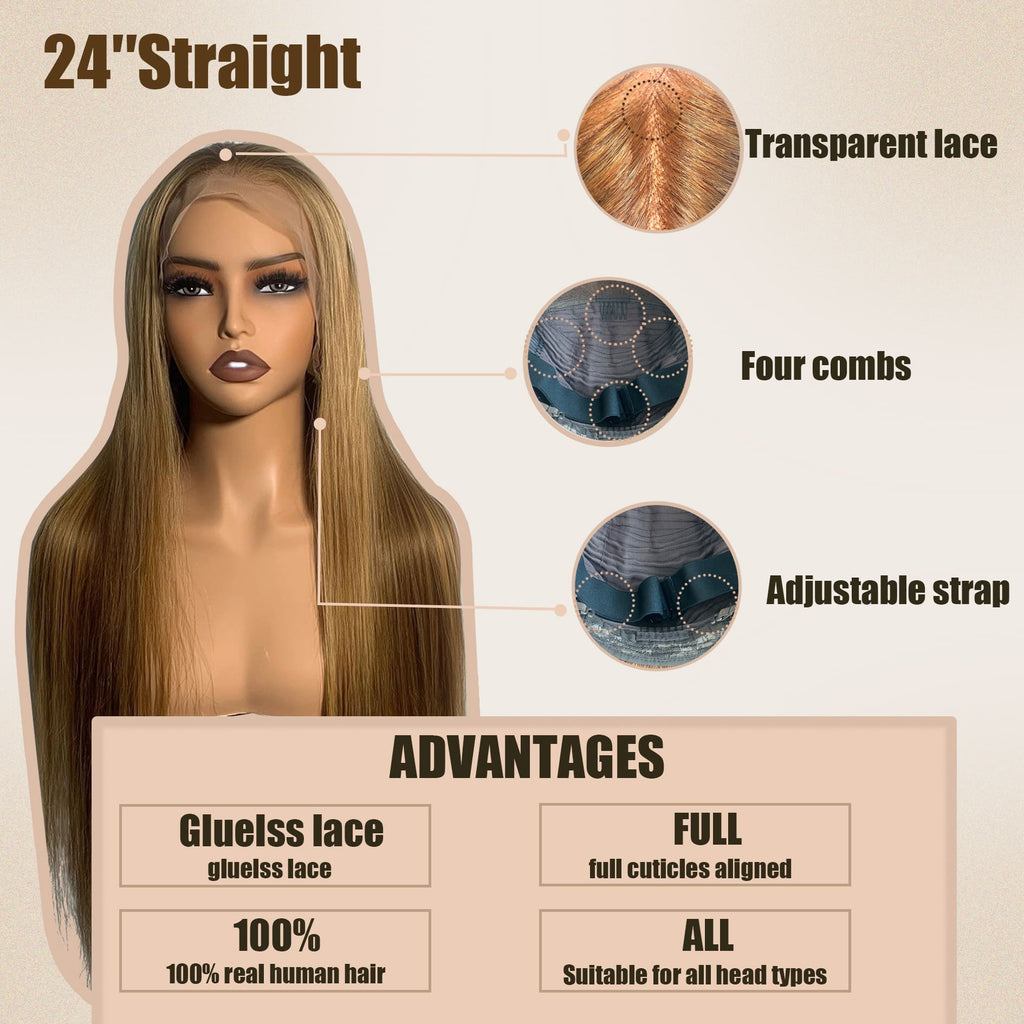 Yoholus Human Hair Wig 13*4 Lace Frontal Straight Wig