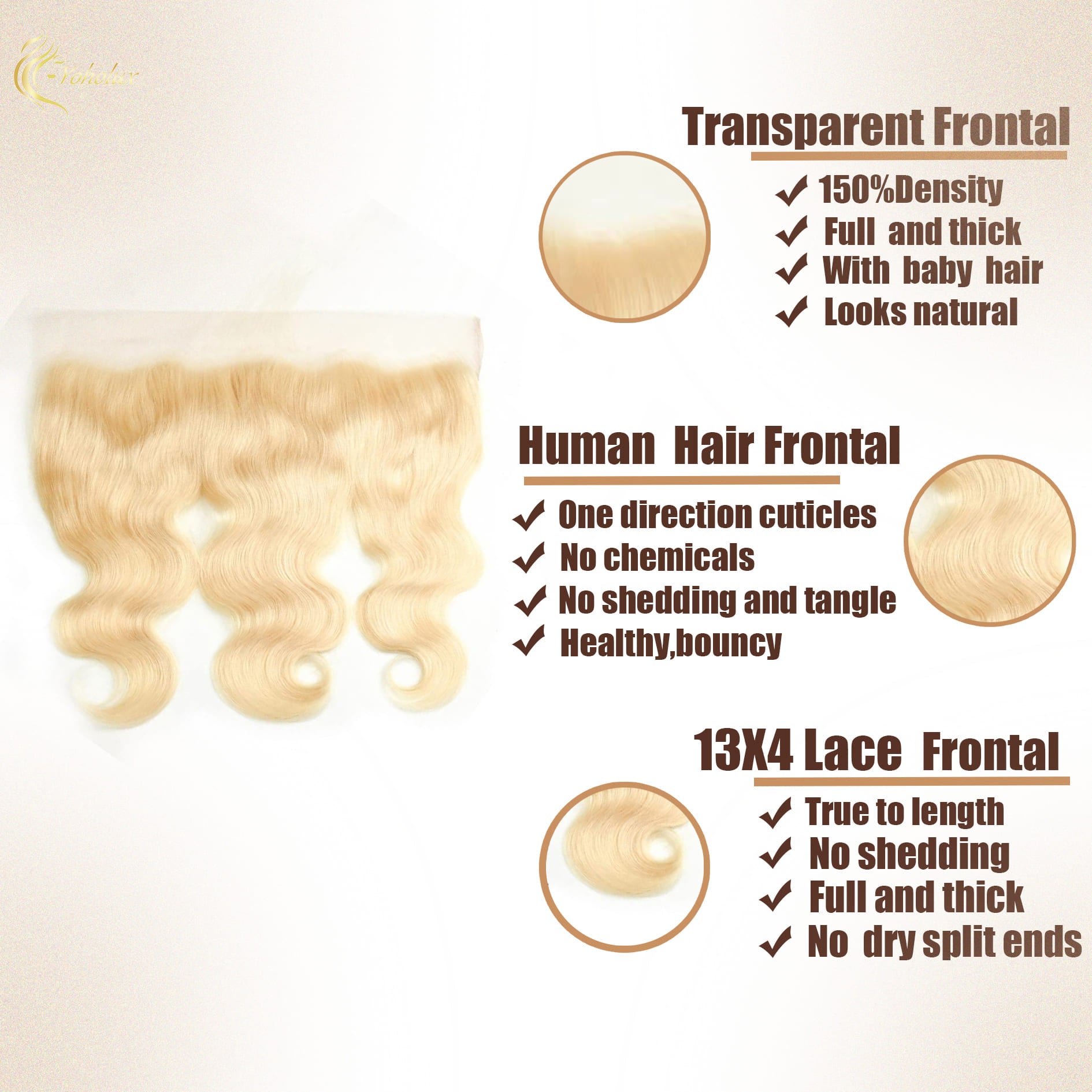 Yoholus Body Wave 13*4 Lace Frontal 100% Human Hair