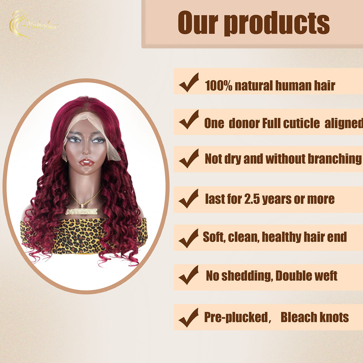 Yoholus 99j Loose Wave Wig with 13*4 Transparent Lace Frontal