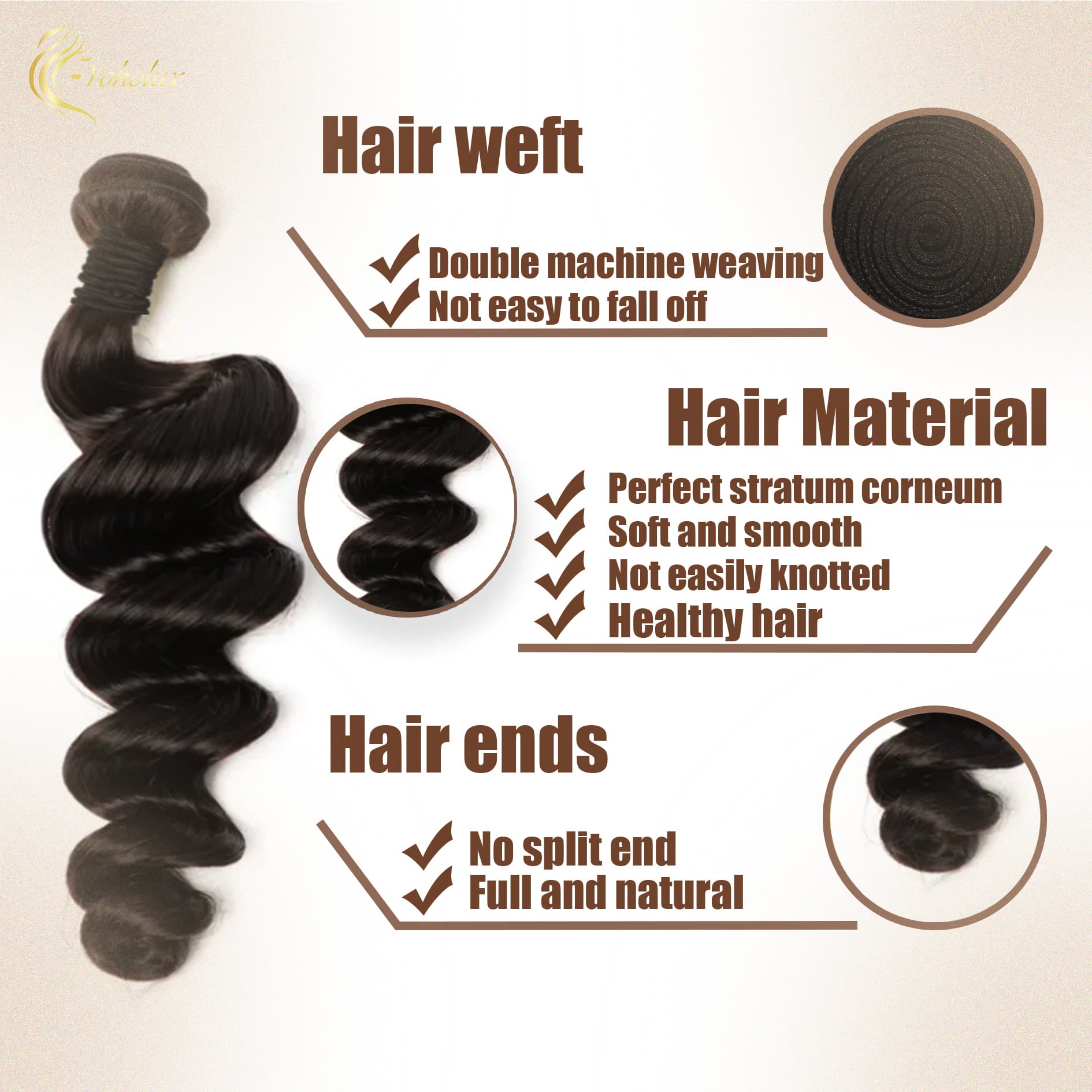 Yoholus Loose Curl Hair Bundle 100% Human Hair