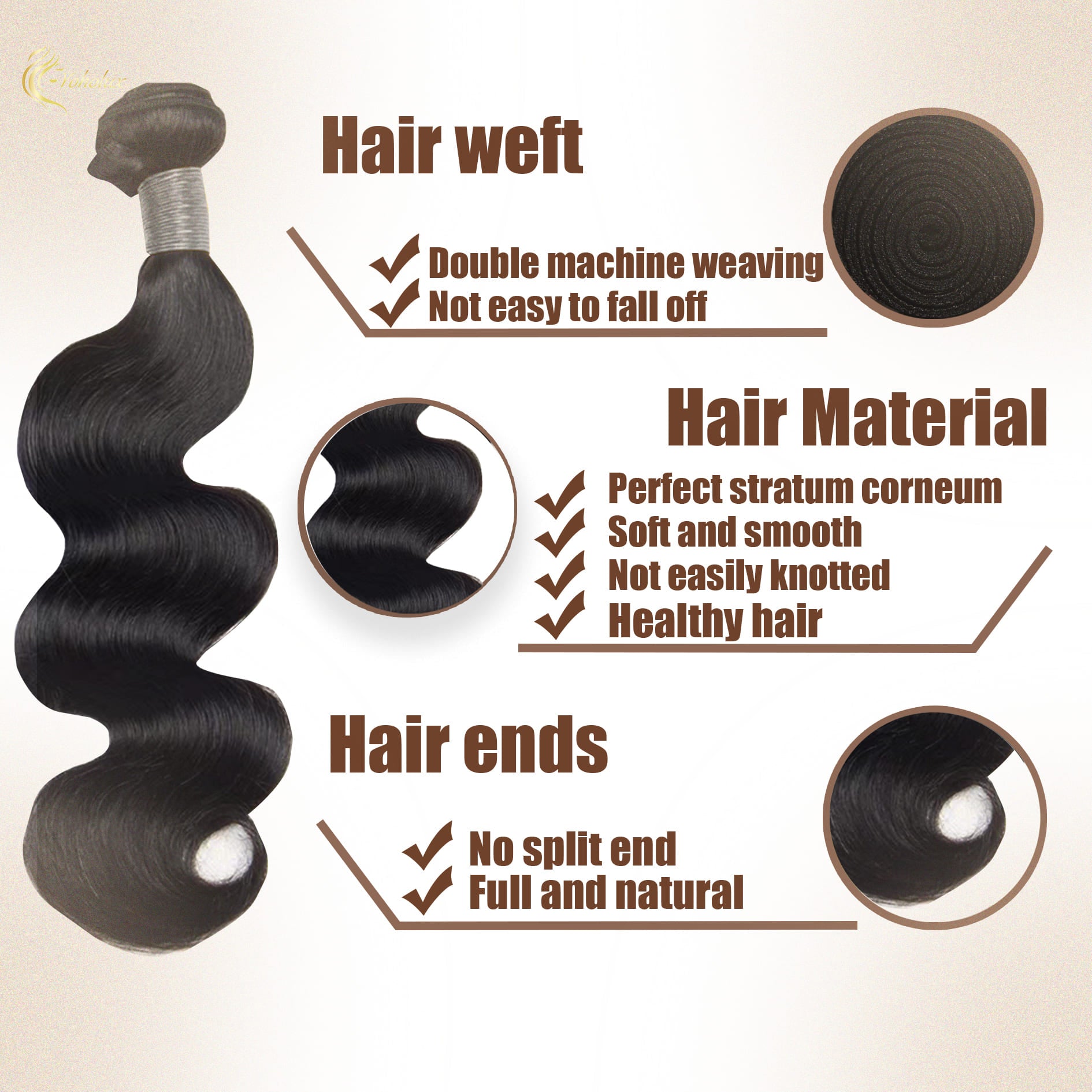 Yoholus Body Wave Hair Bundle 100% Human Hair