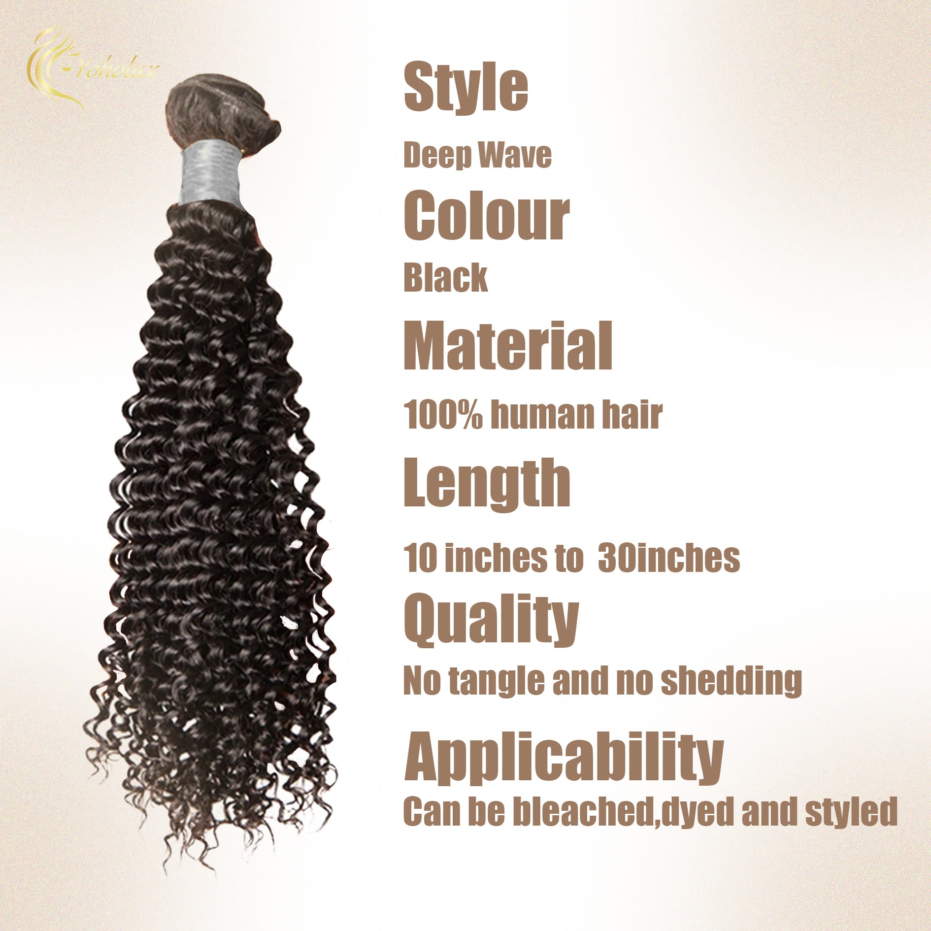 Yoholus Deep Wav Hair Bundle 100% Human Hair
