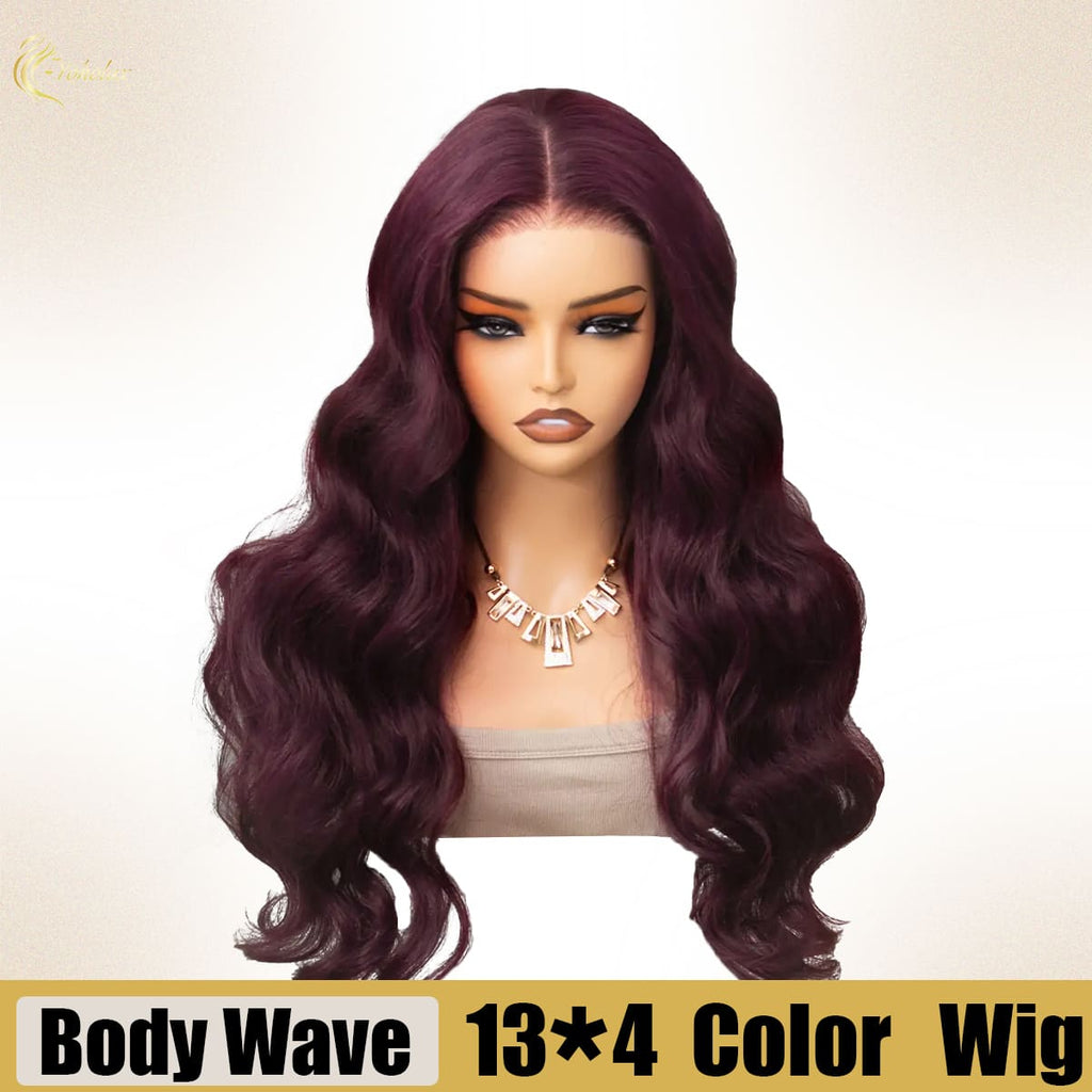 Yoholus p1b/purple Body Wave Wig with 13*4 Transparent Lace Frontal