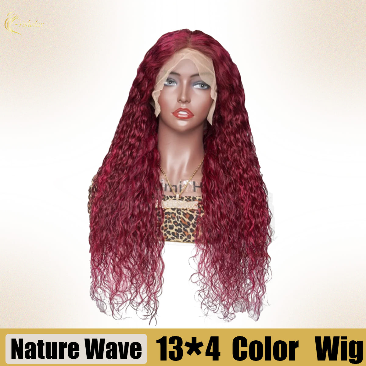 Yoholus Red Deep Wave Wig with 13*4 Transparent Lace Frontal