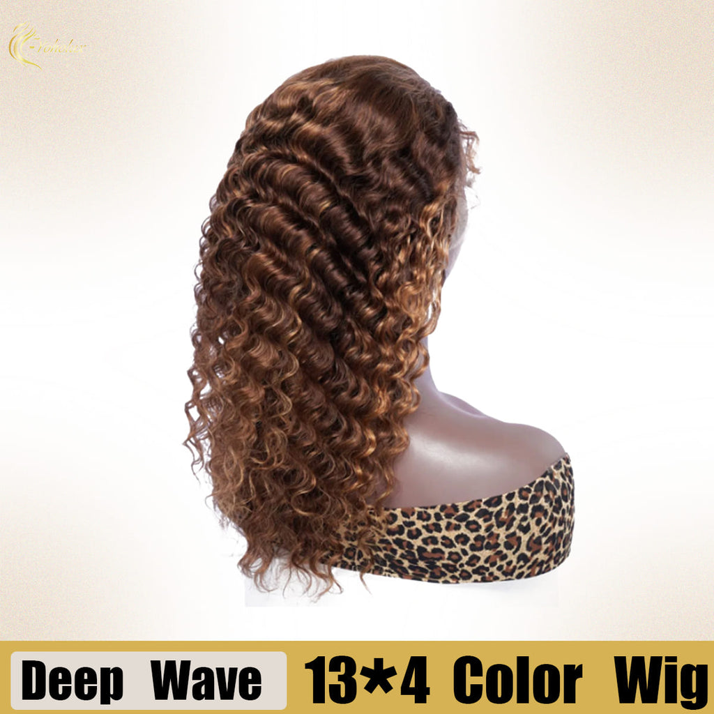 Yoholus P4-27 Deep Wave Wig with 13*4 Transparent Lace Frontal