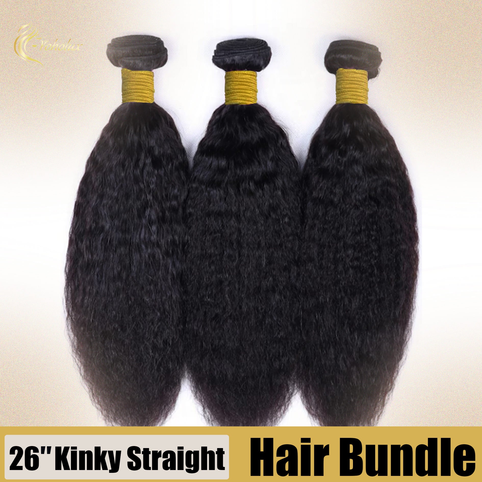 Yoholus Kinky Straight Hair Bundle 100% Human Hair