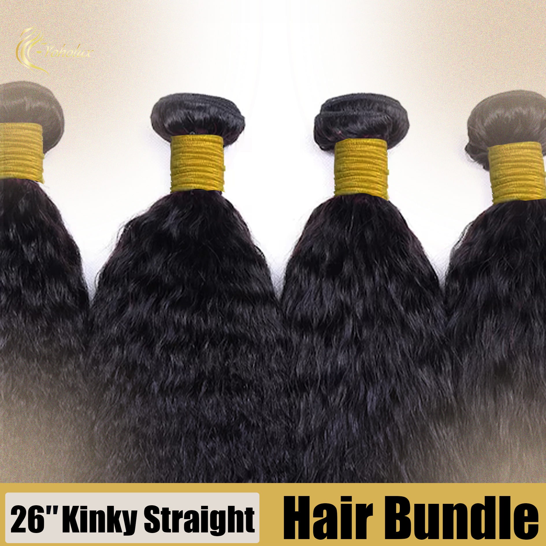 Yoholus Kinky Straight Hair Bundle 100% Human Hair