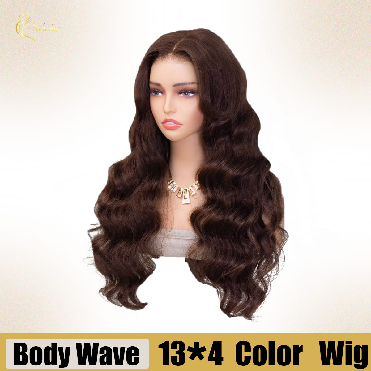 Yoholus 4# Body Wave Wig with 13*4 Transparent Lace Frontal