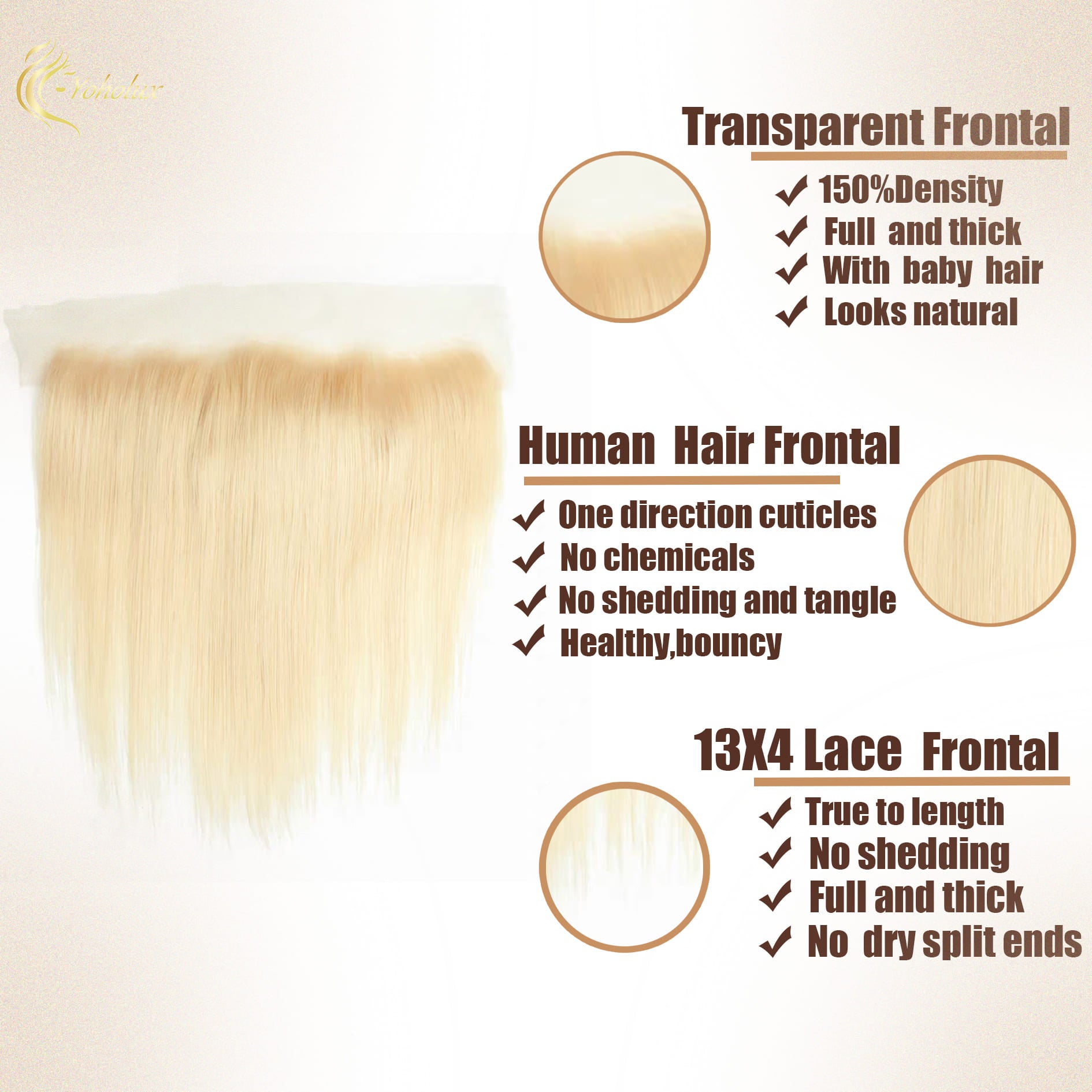 Yoholus Straight 13*4 Transparent Lace Frontal 100% Human Hair